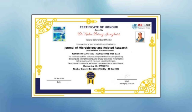 Editorial Board Member of the Journal of Microbiology and Related Research, Red Flower Publication